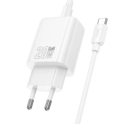 Ładowarka sieciowa z kablem Lightning HOCO N60, 20W, 3A, 1 x USB-C, Biała