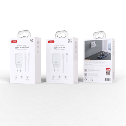 Ładowarka sieciowa z kablem USB-C XO Design CE25, 25W, 3A, 1 x USB-C, Biała