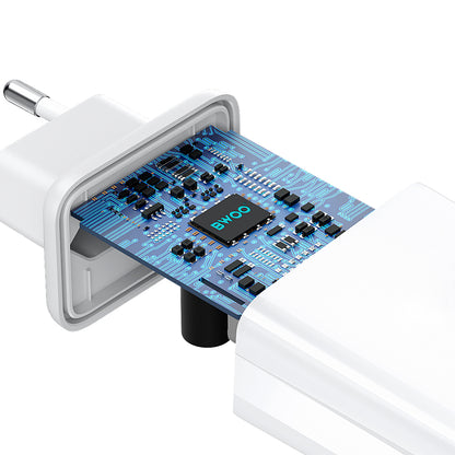 Ładowarka sieciowa z kablem Lightning BWOO CDA182, 38W, 3A, 1 x USB-A - 1 x USB-C, biały