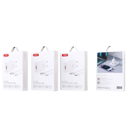 Ładowarka sieciowa z kablem USB-C XO Design L127, 18W, 3A, 1 x USB-A, biały