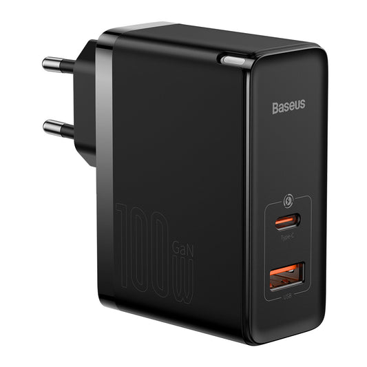 Ładowarka sieciowa z kablem USB-C Baseus GaN5 Pro, 100W, 3A, 1 x USB-A - 1 x USB-C, Czarny CCGP090201