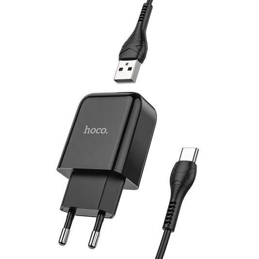 Ładowarka sieciowa z kablem USB-C HOCO N2, 10W, 2A, 1 x USB-A, Czarny
