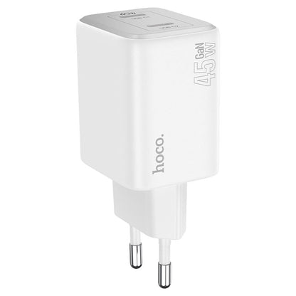 Ładowarka sieciowa z kablem Lightning HOCO N42, 45W, 3A, 2 x USB-C, biała 