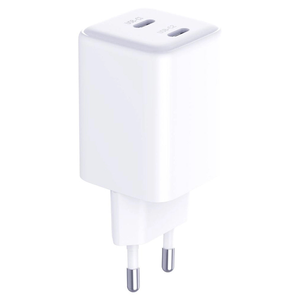 Ładowarka sieciowa 3MK HyperCharger z kablem USB-C, 45 W, 3 A, 2 x USB-C, biała 