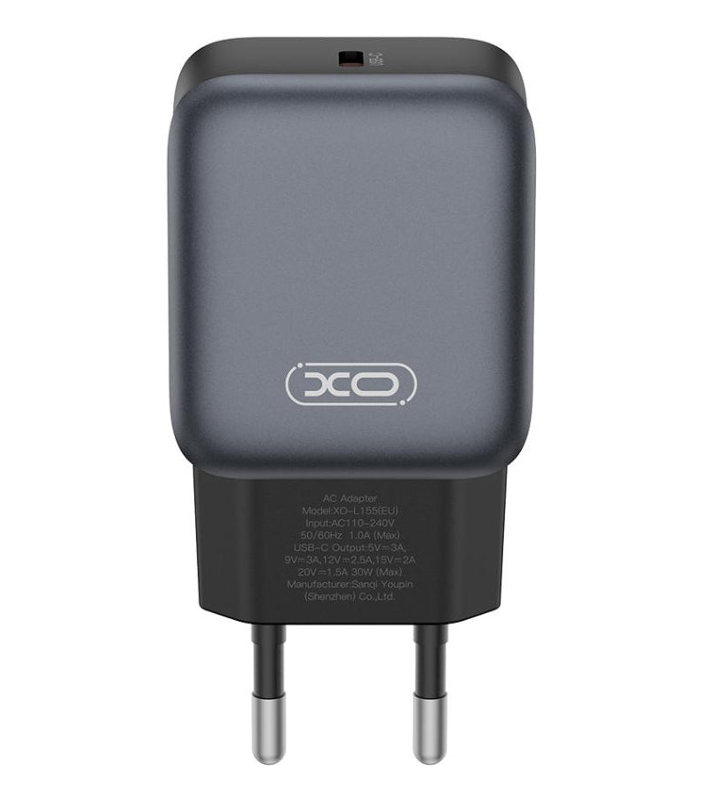 Ładowarka sieciowa z kablem USB-C XO Design L155, 30W, 3A, 1 x USB-C, Czarny