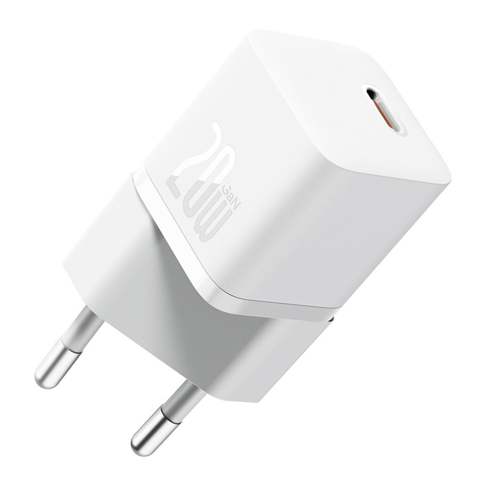 Ładowarka sieciowa z kablem USB-C Baseus GaN5, 20W, 3A, 1 x USB-C, Biała P10110900213-01