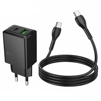Ładowarka sieciowa z kablem USB-C HOCO N71, 30W, 3A, 1 x USB-A - 1 x USB-C, Czarny