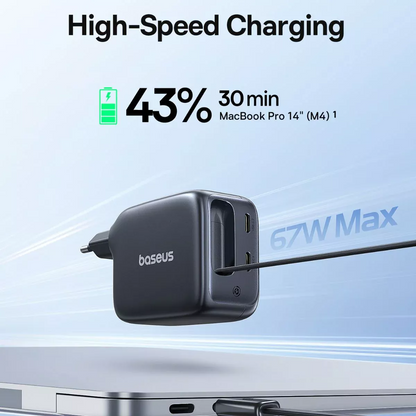 Ładowarka sieciowa z kablem USB-C Baseus EnerCore CJ11, 67W, 3.35A, 2 x USB-C, Czarny E0121E00