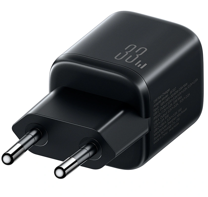 Ładowarka sieciowa z kablem USB-C Joyroom JR-TG7, 33W, 3A, 1 x USB-A - 1 x USB-C, czarna