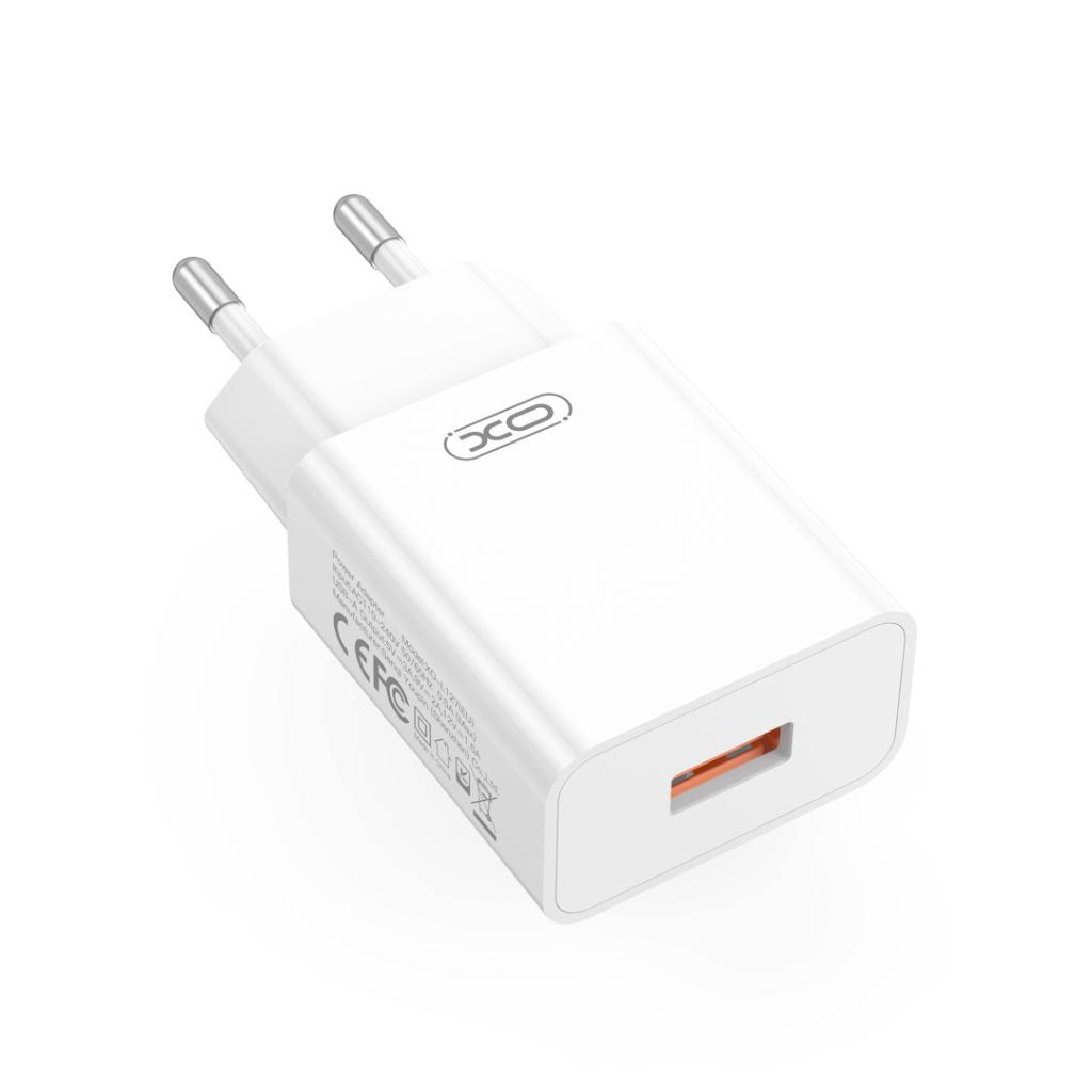 Ładowarka sieciowa z kablem microUSB XO Design L127, 18W, 3A, 1 x USB-A, biały