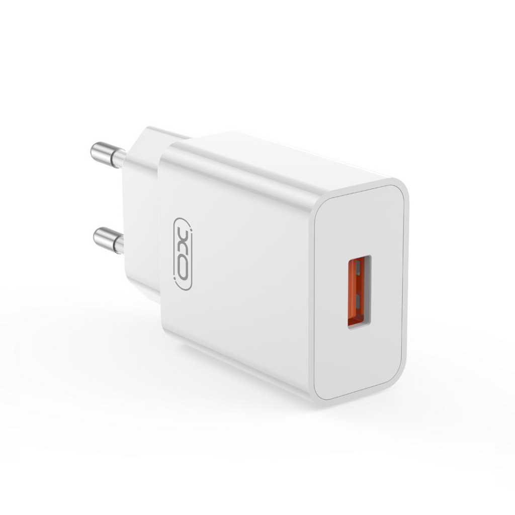 Ładowarka sieciowa z kablem USB-C XO Design L127, 18W, 3A, 1 x USB-A, biały