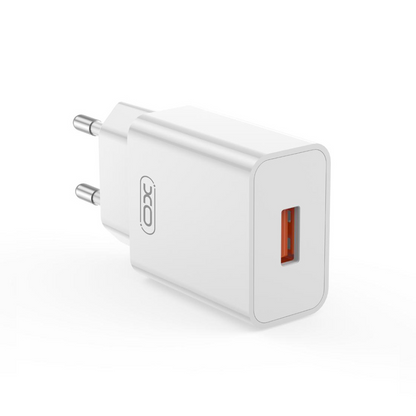 Ładowarka sieciowa z kablem USB-C XO Design L127, 18W, 3A, 1 x USB-A, biały