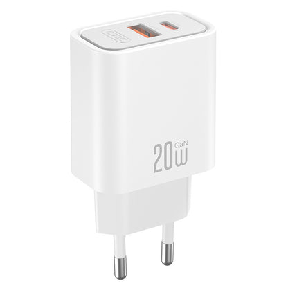 Ładowarka sieciowa z kablem USB-C XO Design CE40, 20W, 3A, 1 x USB-A - 1 x USB-C, biały