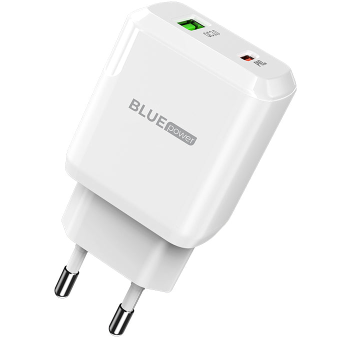 BLUE Power BLN5, 20W, 3A, 1 x USB-A - 1 x USB-C, biały