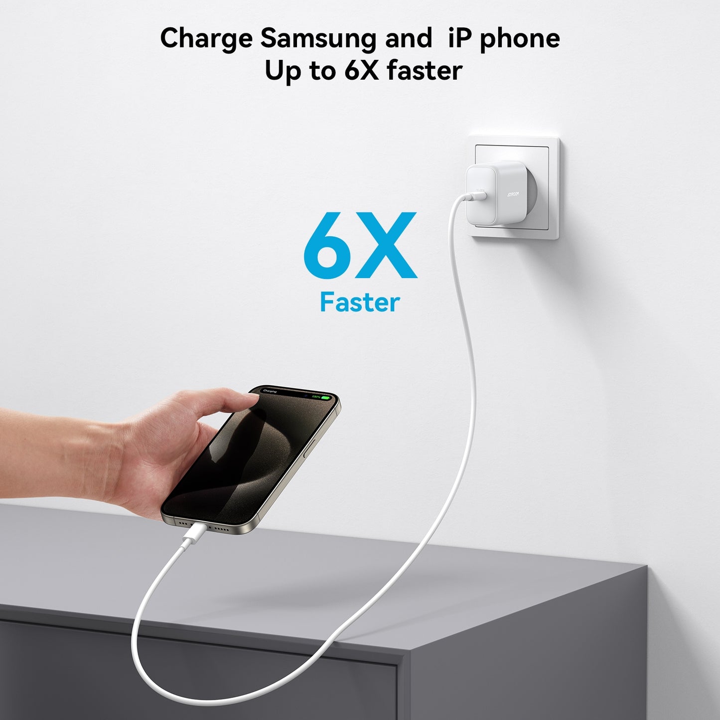 Ładowarka sieciowa z kablem USB-C Joyroom JR-TCF24, 30W, 3A, 1 x USB-C, Biała
