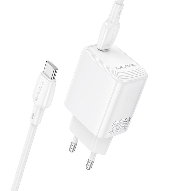 Ładowarka sieciowa z kablem USB-C Borofone BN26 Fuente, 20W, 3A, 1 x USB-C, Biała