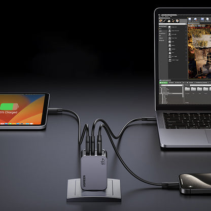 Ładowarka sieciowa z kablem USB-C UGREEN X755 Nexode Pro, 65W, 3A, 1 x USB-A - 2 x USB-C, Szara