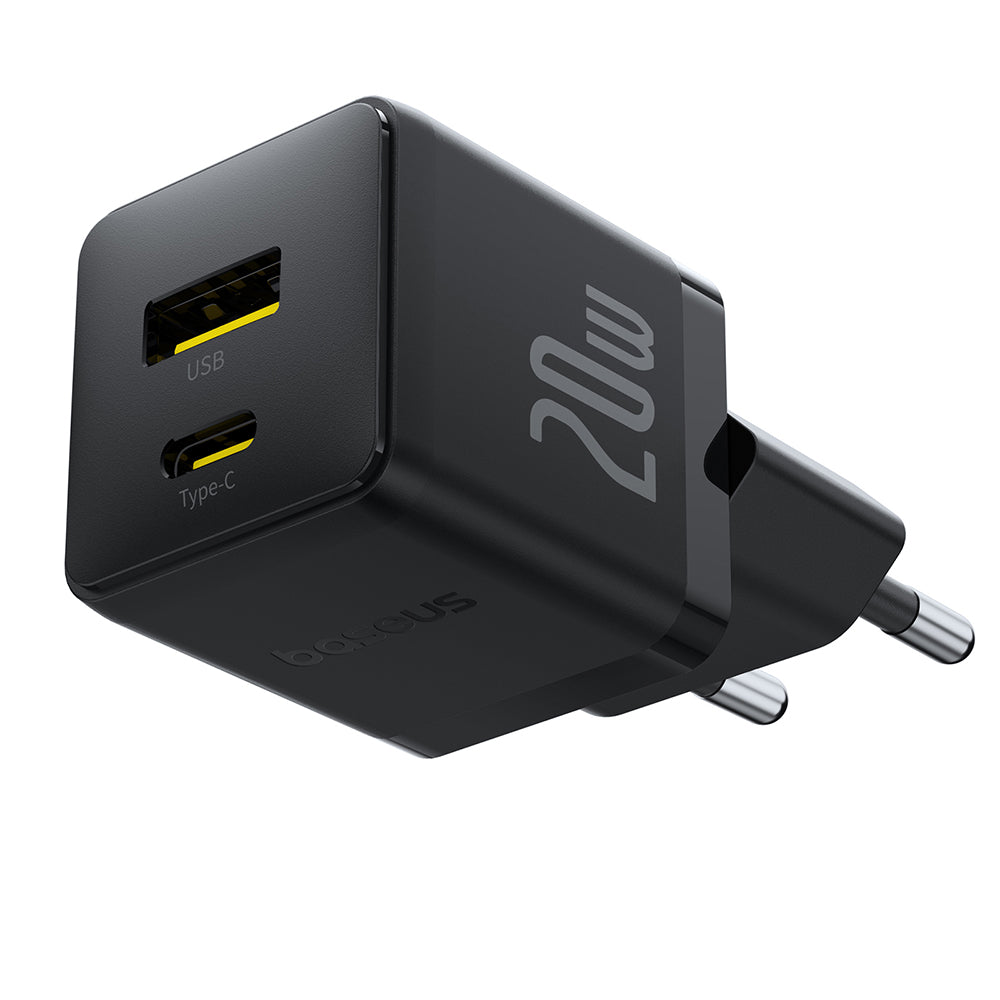 Baseus Palm USB-C Network Charger with Cable, 20W, 3A, 1 x USB-A - 1 x USB-C, Black P10111608113-01