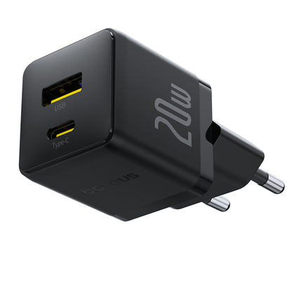 Baseus Palm USB-C Network Charger with Cable, 20W, 3A, 1 x USB-A - 1 x USB-C, Black P10111608113-01