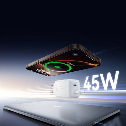 Ładowarka sieciowa z kablem USB-C Joyroom JR-TCL05, 45W, 3A, 2 x USB-C, Biała