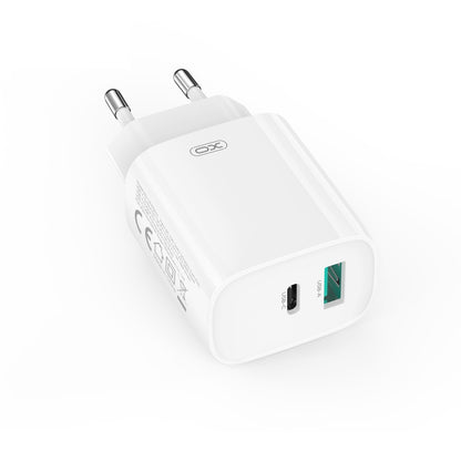 Ładowarka sieciowa z kablem USB-C XO Design CE29, 20W, 3A, 1 x USB-A - 1 x USB-C, Biała
