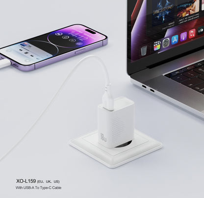 Ładowarka sieciowa z kablem microUSB XO Design L159, 18W, 3A, 1 x USB-A, Biała