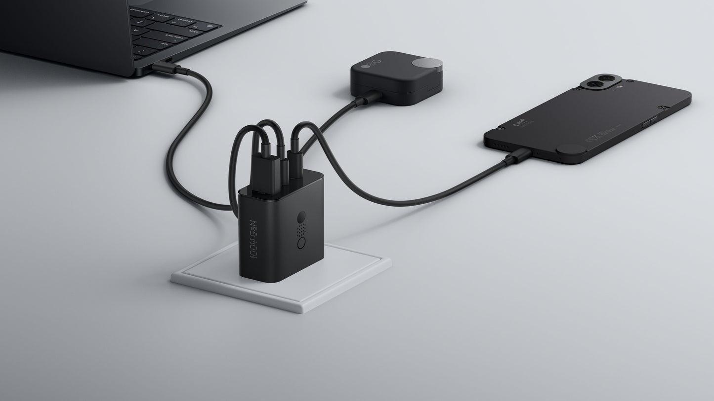 Ładowarka sieciowa z kablem USB-C CMF by Nothing C349, 100W, 5A, 1 x USB-A - 2 x USB-C, Szara A10800016