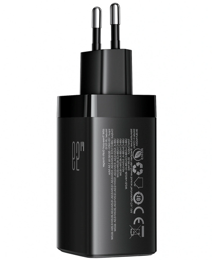 Ładowarka sieciowa z kablem USB-C Joyroom JR-TG10, 65W, 3,25A, 1 x USB-A - 2 x USB-C, czarna