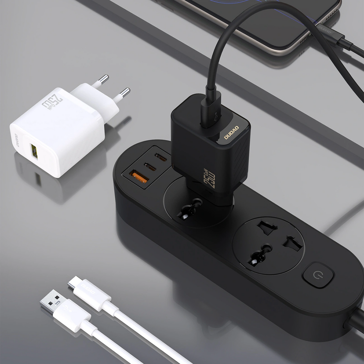 Ładowarka sieciowa z kablem USB-C Dudao A27STEU, 25W, 3A, 1 x USB-A, czarna