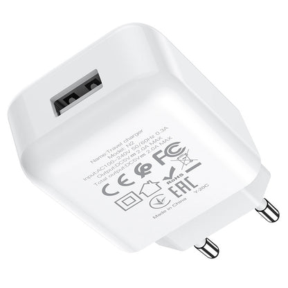 Ładowarka sieciowa z kablem Lightning HOCO N2, 10W, 2A, 1 x USB-A, Biała