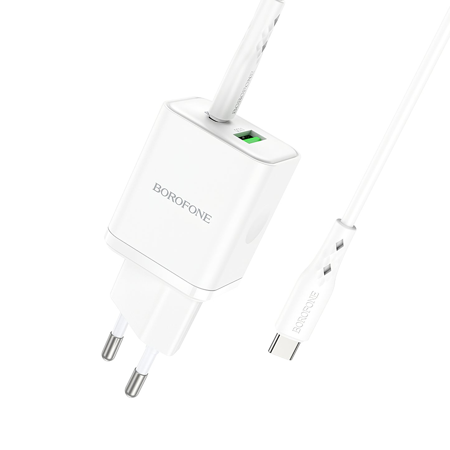 Ładowarka sieciowa z kablem USB-C Borofone BN7, 20W, 3A, 1 x USB-A - 1 x USB-C, biała 