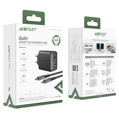 Ładowarka sieciowa Acefast A17 TV Hub, 65 W, 3 A, 1 x HDMI - 1 x USB-A - 1 x USB-C, czarna 