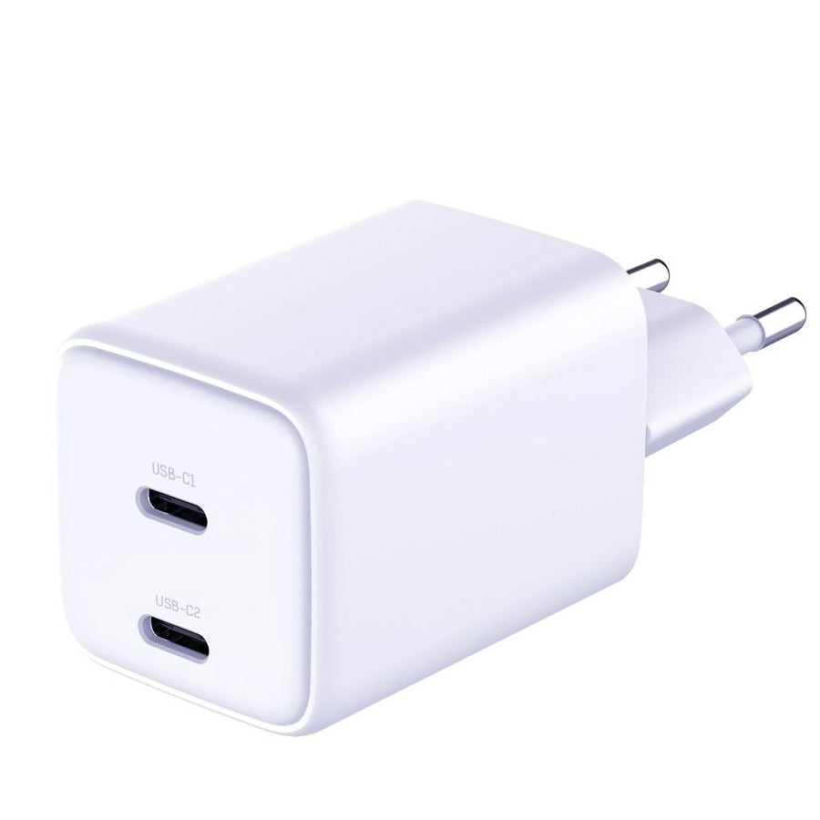 Ładowarka sieciowa 3MK HyperCharger z kablem USB-C, 45 W, 3 A, 2 x USB-C, biała 