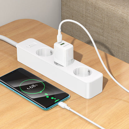 Ładowarka sieciowa z kablem USB-C Borofone BN27 Fuente, 20W, 3A, 1 x USB-A - 1 x USB-C, Biała