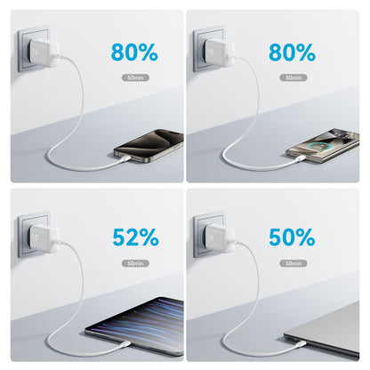 Ładowarka sieciowa z kablem USB-C Joyroom JR-TCF24, 30W, 3A, 1 x USB-C, Biała