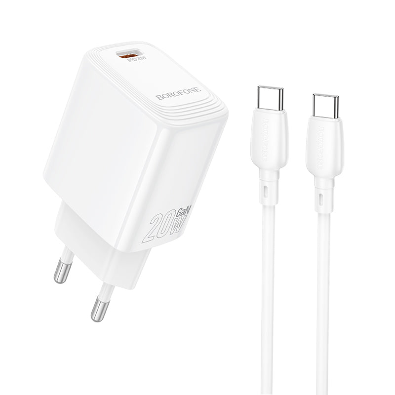 Ładowarka sieciowa z kablem USB-C Borofone BN26 Fuente, 20W, 3A, 1 x USB-C, Biała