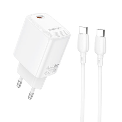 Ładowarka sieciowa z kablem USB-C Borofone BN26 Fuente, 20W, 3A, 1 x USB-C, Biała