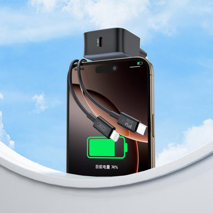 Ładowarka sieciowa z kablem Lightning XO Design L155, 30W, 3A, 1 x USB-C, Czarny