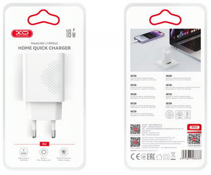 Ładowarka sieciowa z kablem microUSB XO Design L159, 18W, 3A, 1 x USB-A, Biała