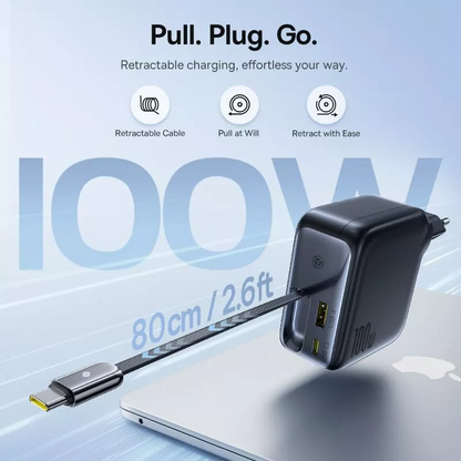 Ładowarka sieciowa z kablem USB-C Baseus EnerCore CJ11, 100W, 1 x USB-A - 2 x USB-C, Czarny E0120M00