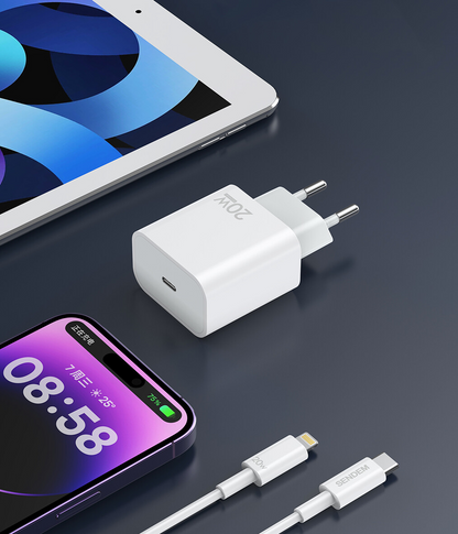 Ładowarka sieciowa z kablem USB-C Sendem OG73, 20W, 3A, 1 x USB-C, biały