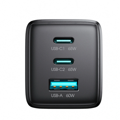 Ładowarka sieciowa z kablem USB-C Joyroom JR-TG10, 65W, 3,25A, 1 x USB-A - 2 x USB-C, czarna