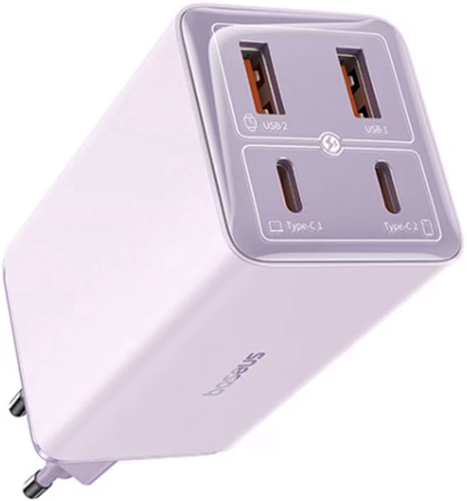 Ładowarka sieciowa z kablem USB-C Baseus GaN6 Pro, 100W, 3.25A, 2 x USB-A - 2 x USB-C, Fioletowy P10162705532-00