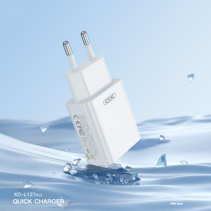 Ładowarka sieciowa z kablem microUSB XO Design L127, 18W, 3A, 1 x USB-A, biały