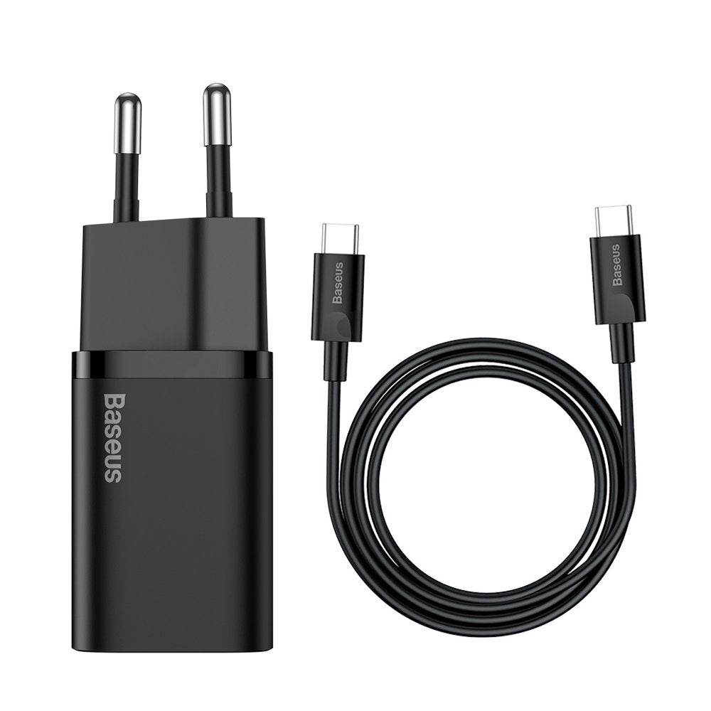 Ładowarka sieciowa Baseus Super Si USB-C z kablem USB-C, 25 W, 3 A, 1 x USB-C, czarna TZCCCSUP-L01 