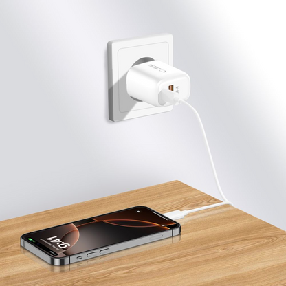 Ładowarka sieciowa z kablem USB-C Tech-Protect NCA20, 20W, 3A, 1 x USB-A - 1 x USB-C, biały