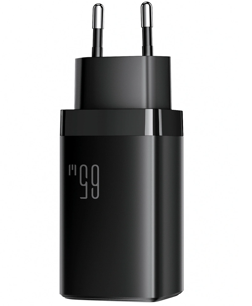 Ładowarka sieciowa z kablem USB-C Joyroom JR-TG10, 65W, 3,25A, 1 x USB-A - 2 x USB-C, czarna