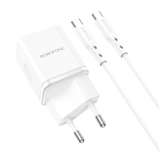 Ładowarka sieciowa z kablem USB-C Borofone BN7, 20W, 3A, 1 x USB-A - 1 x USB-C, biała