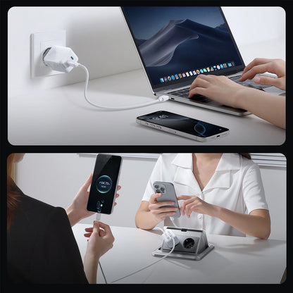 Ładowarka sieciowa z kablem USB-C Joyroom JR-TCL05, 45W, 3A, 2 x USB-C, Biała
