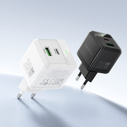 Ładowarka sieciowa z kablem Lightning Borofone BN19 Intenso, 20W, 3A, 1 x USB-A - 1 x USB-C, Biała